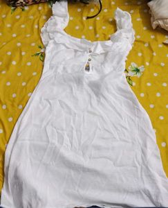 XS size Chic White Ruffle Mini Dress