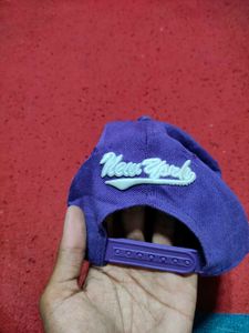 Purple Snapback Cap with Tribal Print Brim