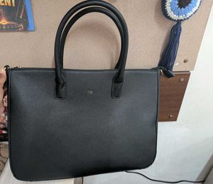 Classic Black Faux Leather Tote Bag