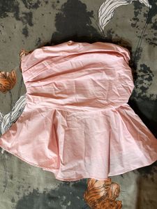 Pink Ruffled Tube Top