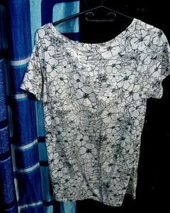 woman black white top