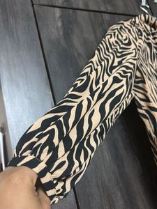 Zebra Print High Neck Blouse