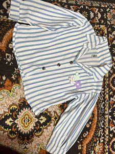 Cute Striped Top with Floral Applique