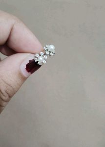 Silver Diamond Pearl Stud Earrings 💎💎