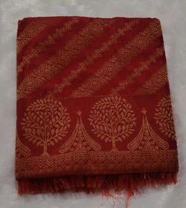 Elegant Red Saree with Golden Motifs