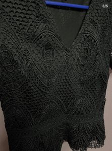 Elegant Black Lace Peplum Top
