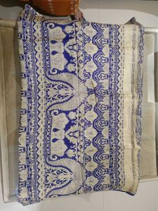 Elegant Blue &amp; Gold Brocade Pure Silk Saree