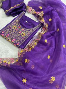 Purple Embroidered Kurta Set
