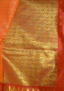 Vibrant Orange and Pink Saree with Blouse piece