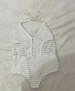 Stylish White One-Piece Swimsuit