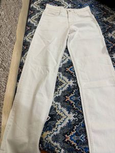 Cream Wide Leg Jeans