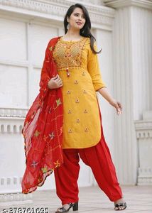 Rayon Fabric Kurti Salwar Dupatta Set
