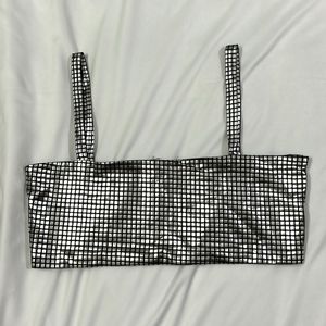 Silver-Black Blocks Party Top