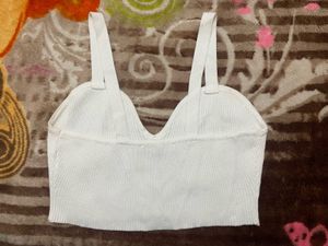 ZARA Ribbed White Crop Top