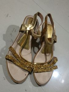 Golden Platform Heel