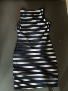 VANHEUSEN Navy &amp; White Striped Sleeveless Dress