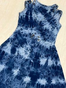 Tie-Dye Denim A-Line Dress