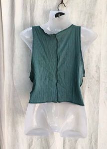 Teal Ribbed Cropped Tank Top