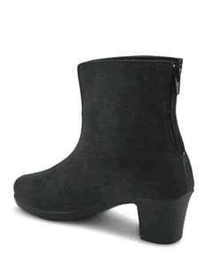 Black Suede Block Heel Ankle Boots