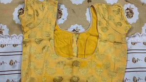 Vibrant Yellow Saree with Golden Border