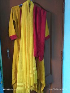 Stylish Yellow &amp; Maroon Kurta