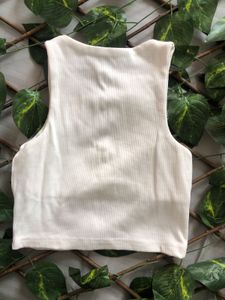 Cream Ribbed Racerback Tank Top