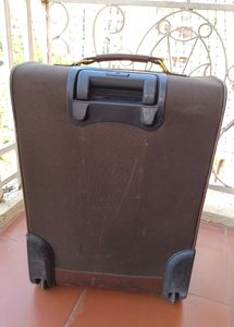 Brown Soft Shell Suitcase With Gold Accent