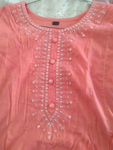 Peach Light Pink Kurta For Girls