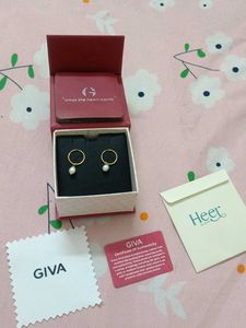 Golden Pearl Drop Hoop Earrings