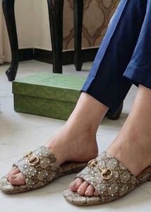 Gucci horsebit edition  Mule Flats with Crystals