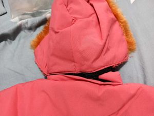 New Pink Winter Jacket with Fur Hood