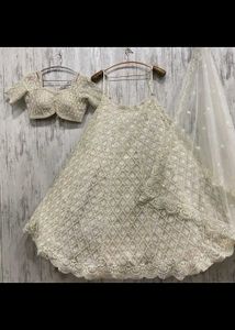 Elegant White Embroidered Lehenga Choli Set