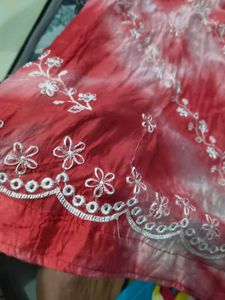 Pink Tie-Dye Kurta Set with Embroidery