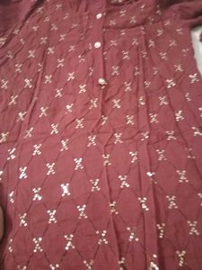 Maroon Embroidered Kurta