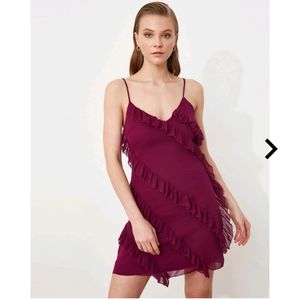 Trenyol Ruffled Shift Dress New