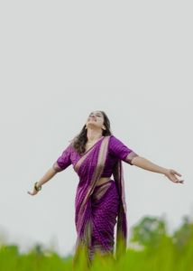 💜Elegant Violet Saree and Blouse