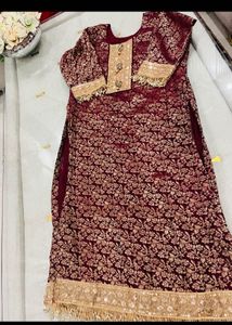 Exquisite Maroon &amp; Gold garara Set