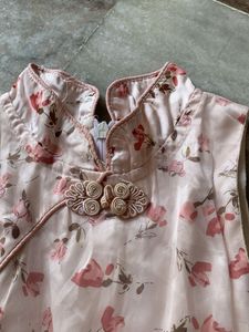 Pink Floral Cheongsam Style Dress