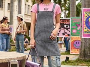 Pinstripe Overall Dress