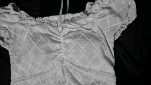 White lace cropped Puff Sleeve Top