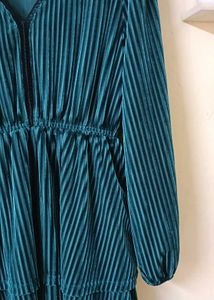 Elegant Teal Velvet Tiered Mini Dress