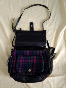 Plaid &amp; Fur Crossbody Bag