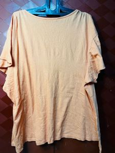 Boho Crochet Neck Orange Tunic Top