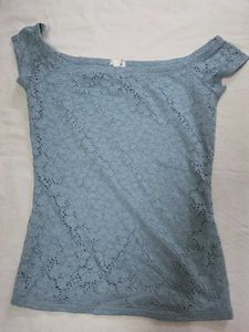 Garage Light Blue Lace Off-Shoulder Top