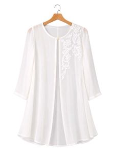 Elegant White Embroidered Sheer Kimono