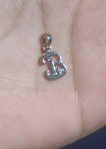 Silver Letter B Pendant with Diamond