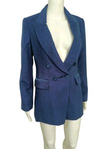 Korean Blue long sleeves Winter Blazer Womens