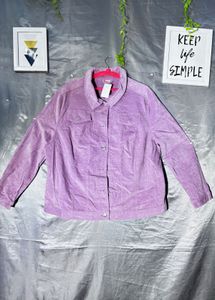 Purple Corduroy Button-Up Jacket