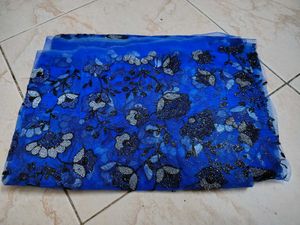 Embellished Blue Net 1m Fabric