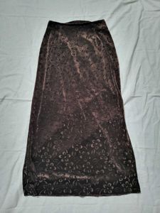 Elegant Floral Velvet Maxi Skirt
